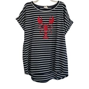 Striped T-Shirt with Lobster Design Sz 1x Nwt